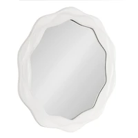 Round White Wavy Wall Mirror