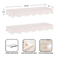 Pink Scalloped Floating Wall Shelves, Set of 2