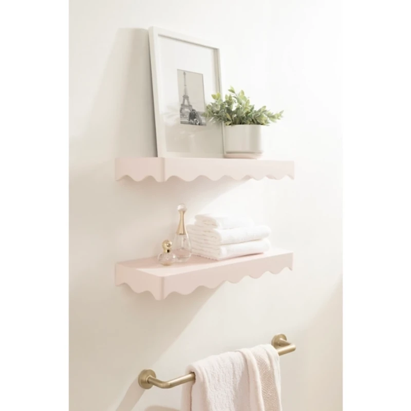 Pink Scalloped Floating Wall Shelves, Set of 2