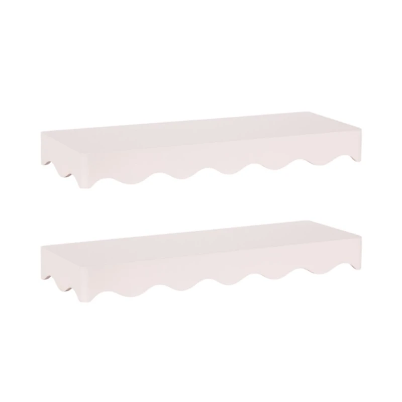Pink Scalloped Floating Wall Shelves, Set of 2