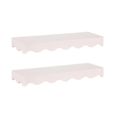 Pink Scalloped Floating Wall Shelves, Set of 2