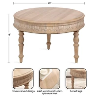 Patresa Round Natural Carved Wood Coffee Table