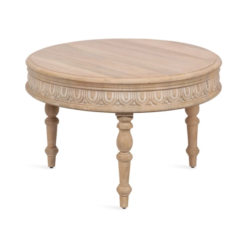 Patresa Round Natural Carved Wood Coffee Table
