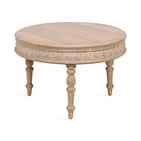 Patresa Round Natural Carved Wood Coffee Table