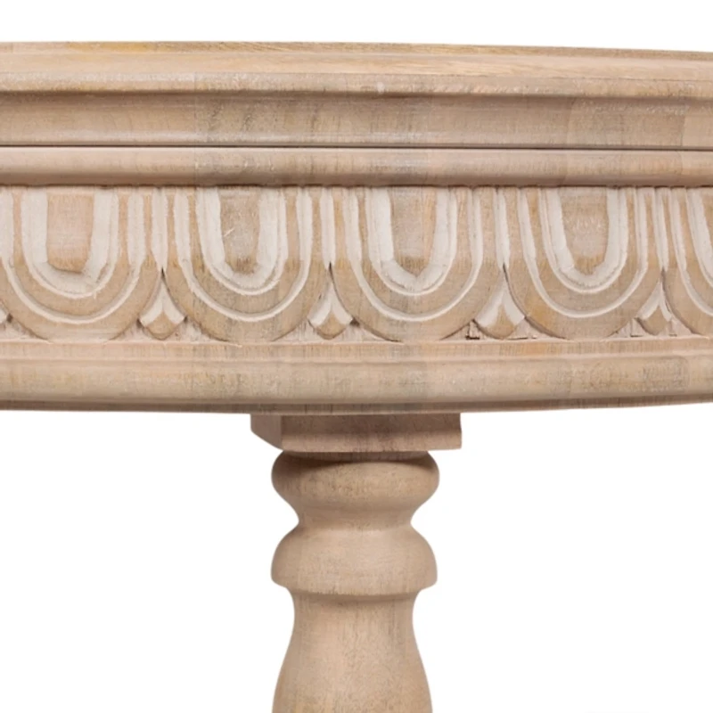 Patresa Round Natural Carved Wood Coffee Table