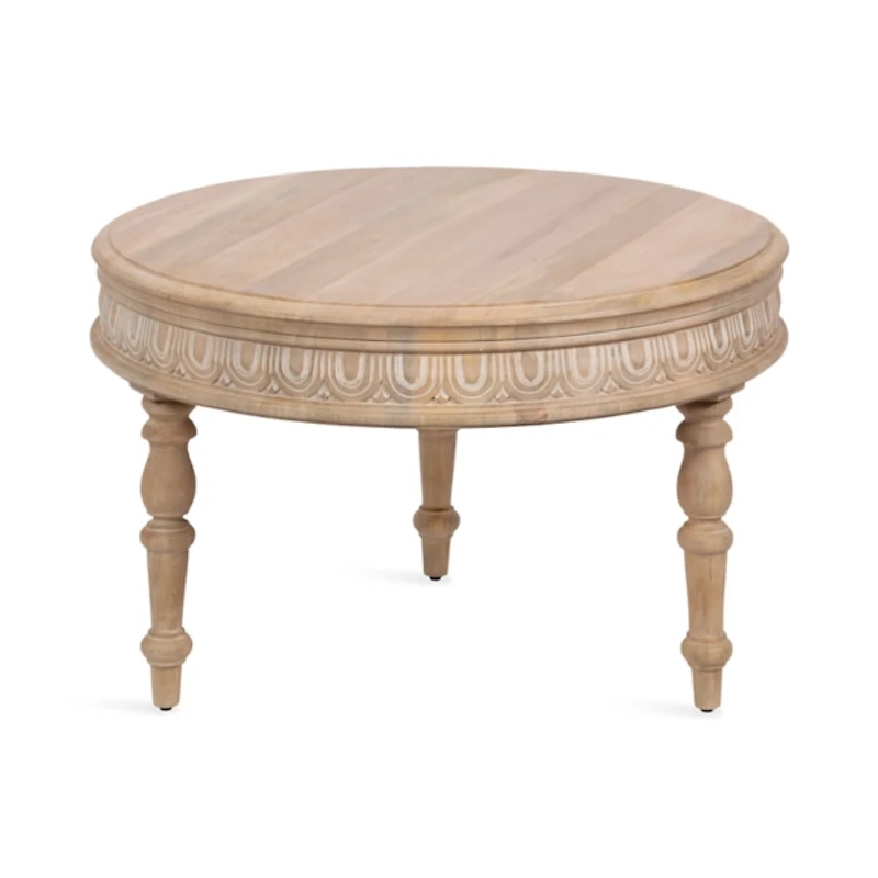Patresa Round Natural Carved Wood Coffee Table