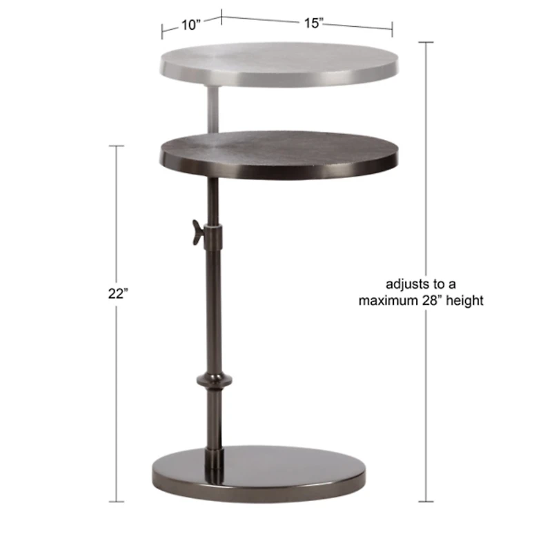 Engles Pewter Metal Oval Adjustable Table