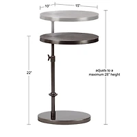 Engles Pewter Metal Oval Adjustable Table