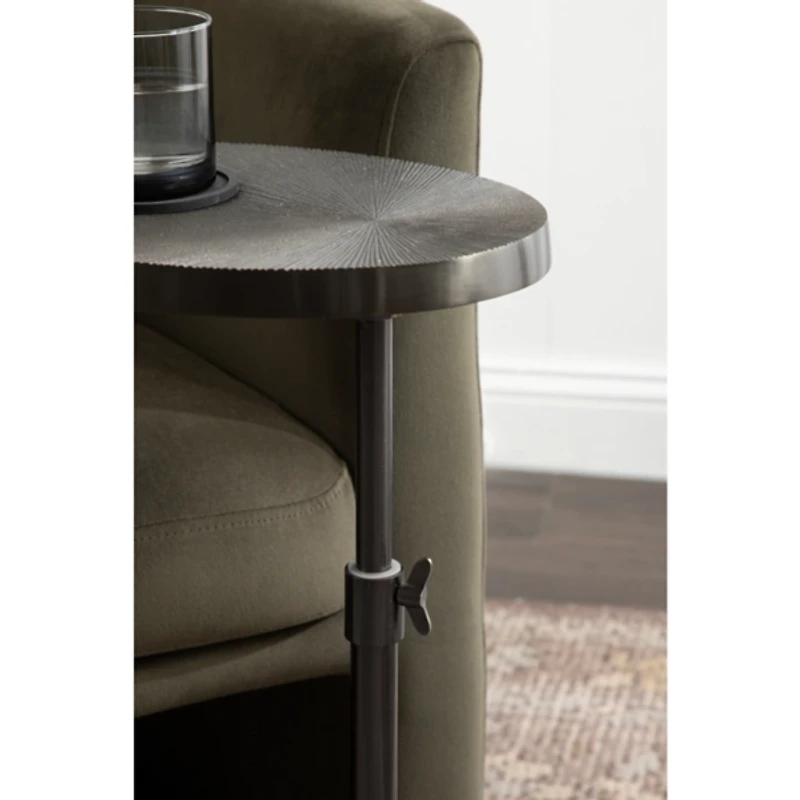 Engles Pewter Metal Oval Adjustable Table