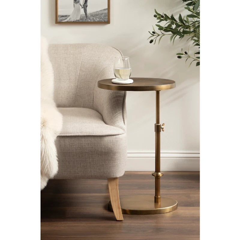 Engles Gold Metal Oval Adjustable Table