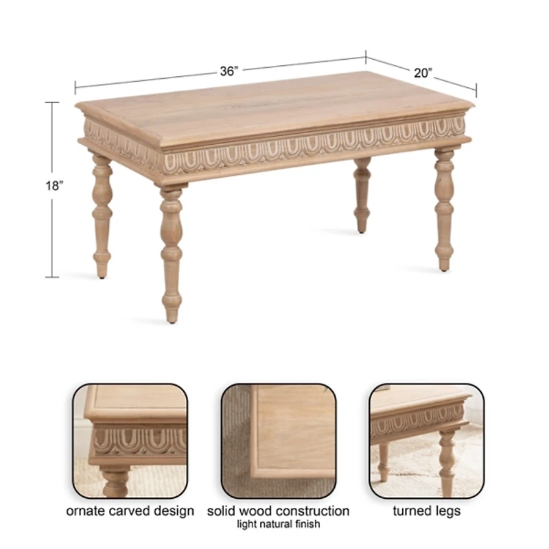 Patresa Natural Carved Wood Coffee Table