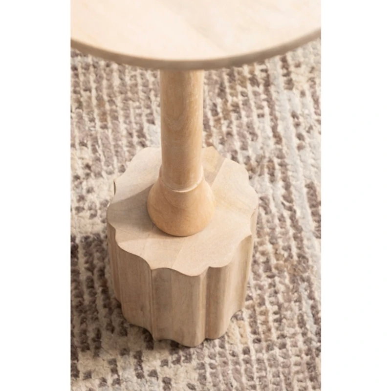 Nisha Natural Wood Scalloped Cocktail Table