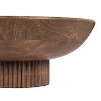 Walnut Brown Ribbed Wood Decorative Bowl