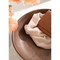 Walnut Brown Ribbed Wood Decorative Bowl