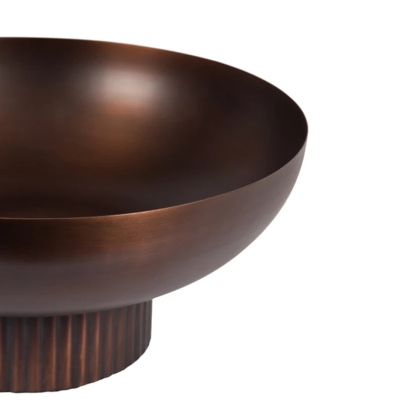 Bronze Ribbed Metal Decorative Bowl