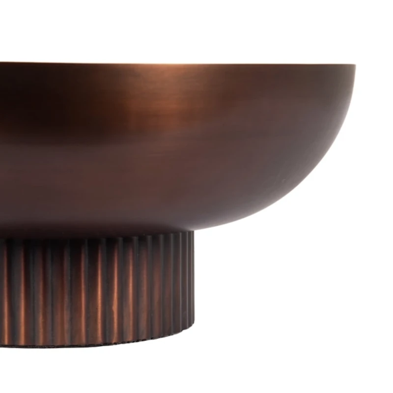 Bronze Ribbed Metal Decorative Bowl