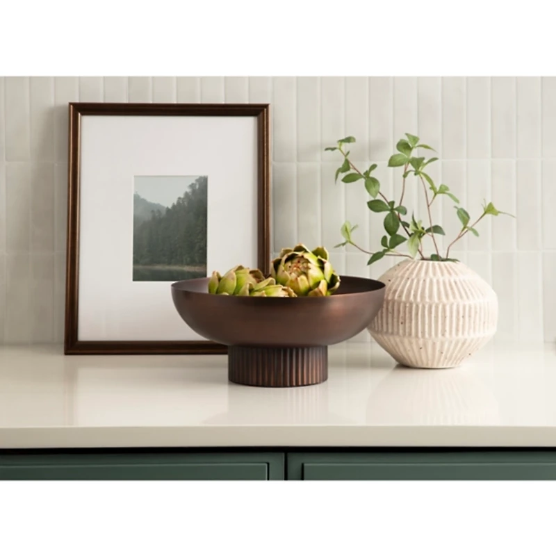 Bronze Ribbed Metal Decorative Bowl