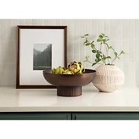 Bronze Ribbed Metal Decorative Bowl