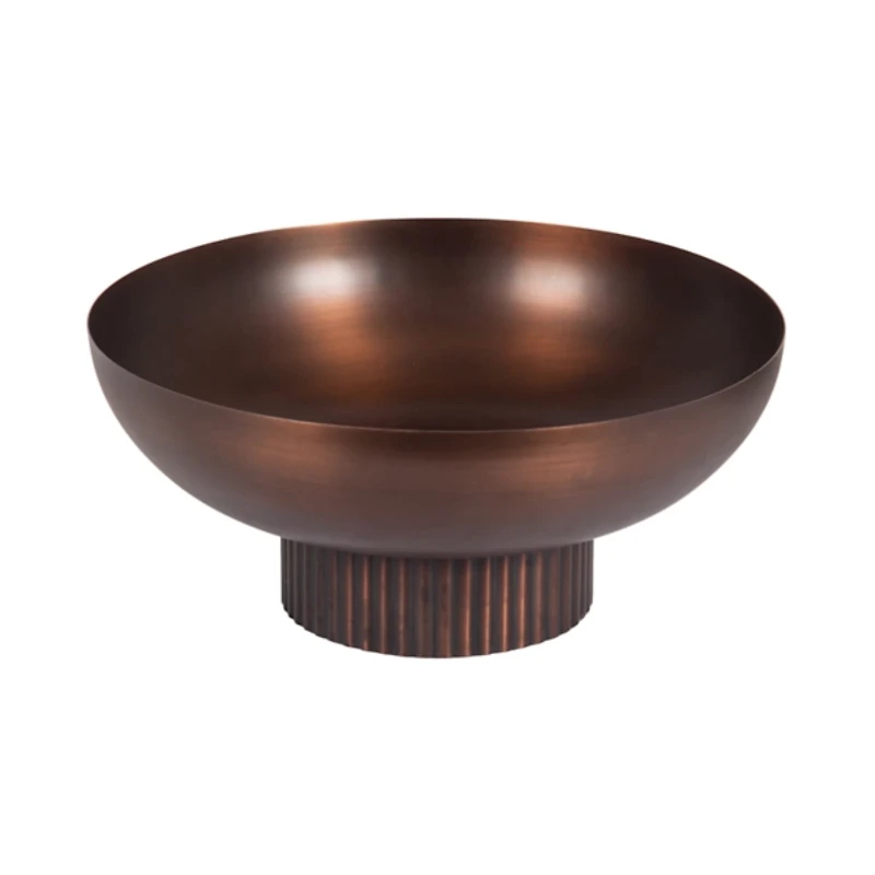 Bronze Ribbed Metal Decorative Bowl