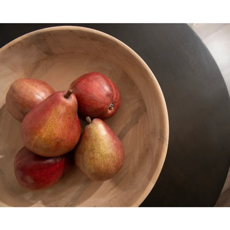 Natural Ribbed Wood Decorative Bowl