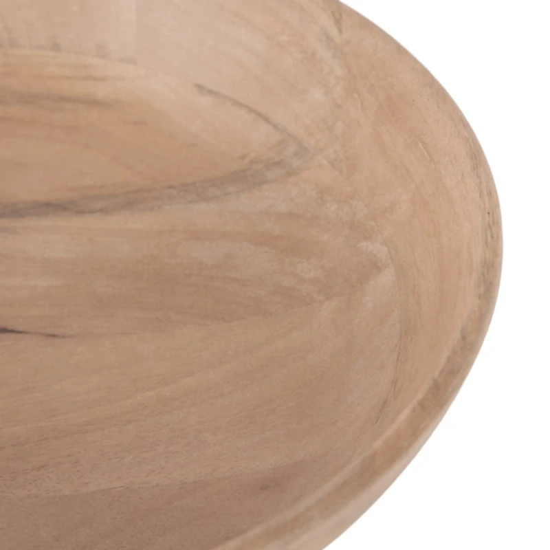 Natural Ribbed Wood Decorative Bowl