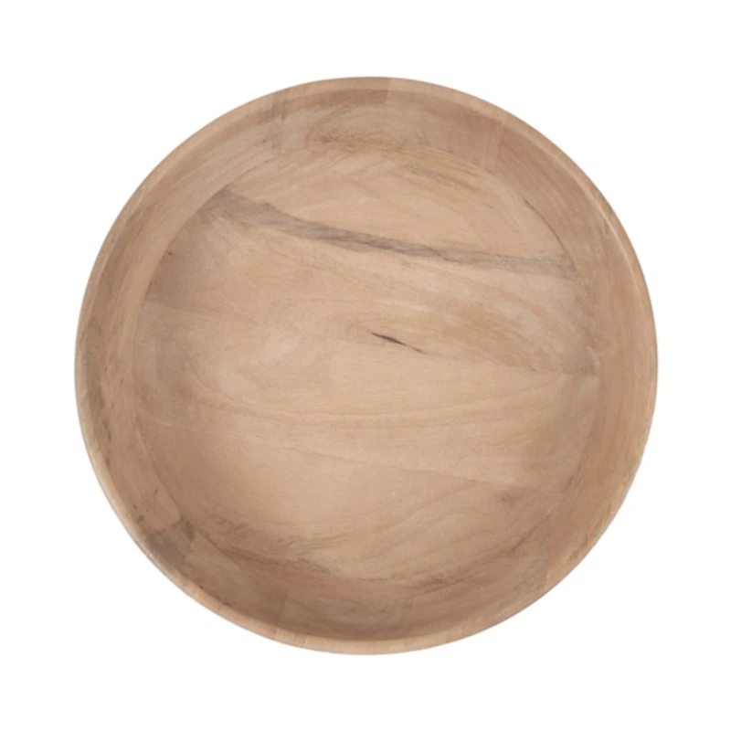 Natural Ribbed Wood Decorative Bowl