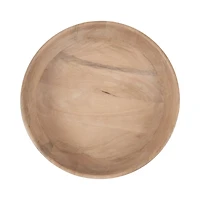 Natural Ribbed Wood Decorative Bowl