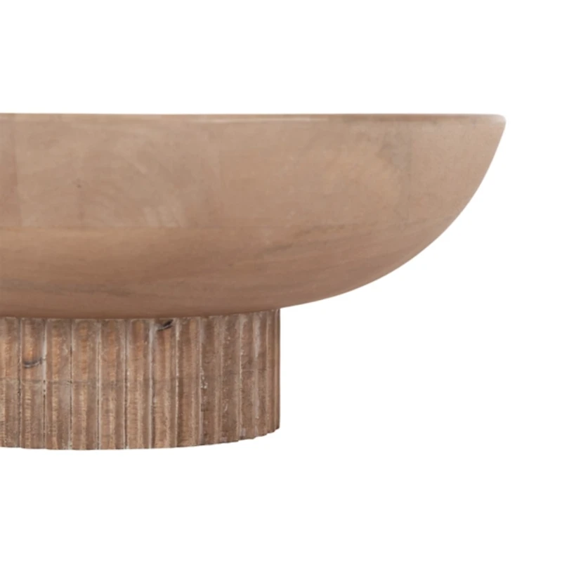 Natural Ribbed Wood Decorative Bowl