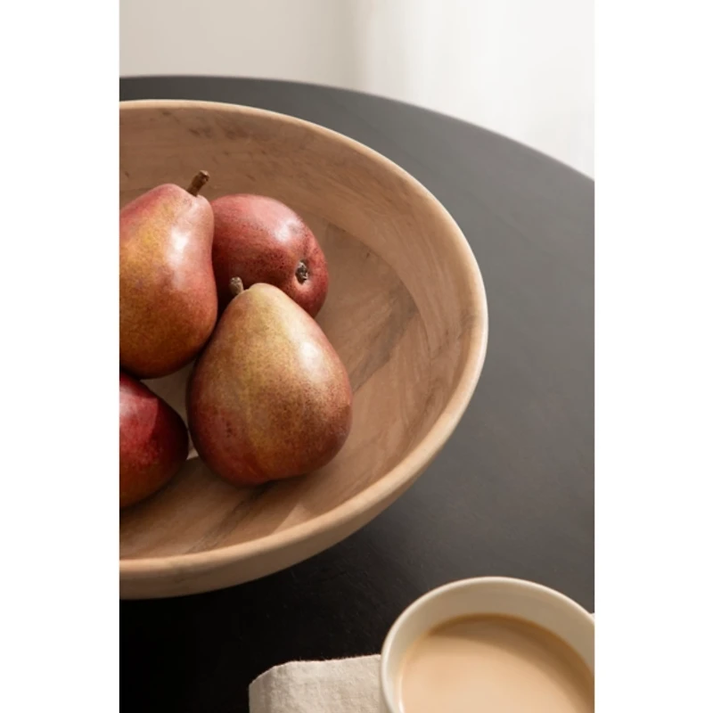 Natural Ribbed Wood Decorative Bowl