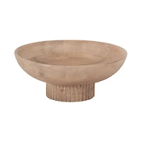 Natural Ribbed Wood Decorative Bowl