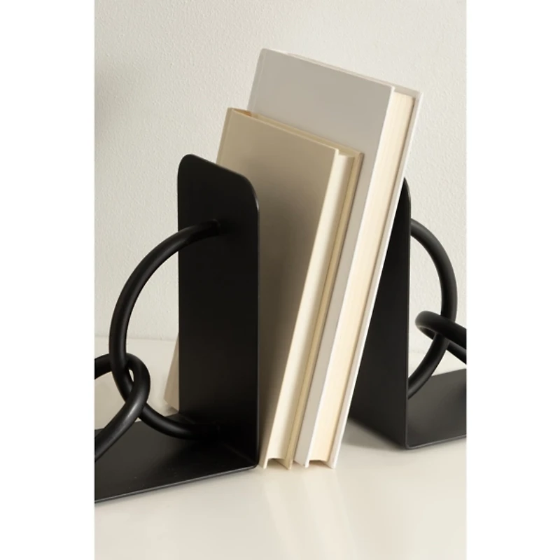 Black Metal Chain Link Bookends, Set of 2
