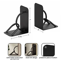 Black Metal Chain Link Bookends, Set of 2