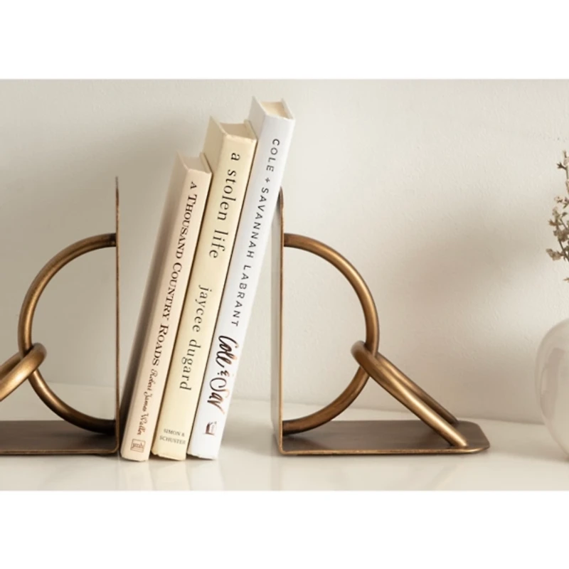 Gold Metal Chain Link Bookends, Set of 2