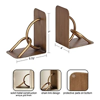 Gold Metal Chain Link Bookends, Set of 2