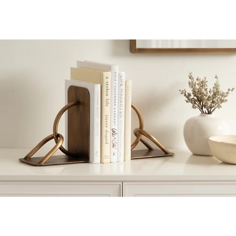 Gold Metal Chain Link Bookends, Set of 2