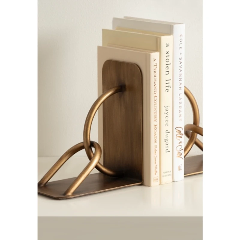 Gold Metal Chain Link Bookends, Set of 2