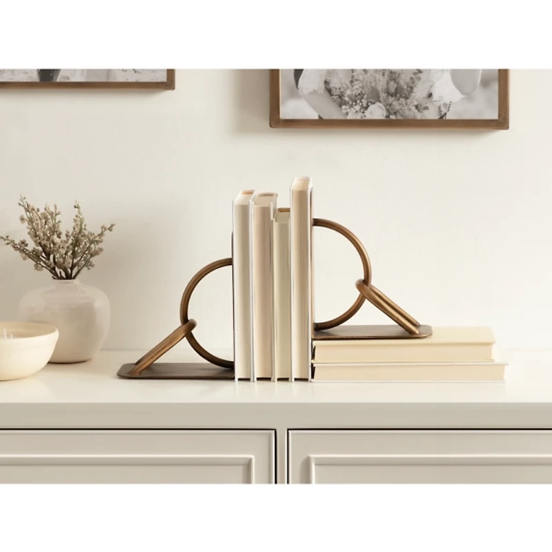 Gold Metal Chain Link Bookends, Set of 2