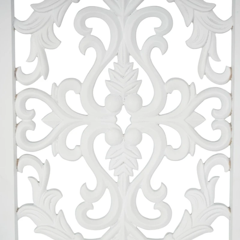 White Carved Wood Wall Plaque