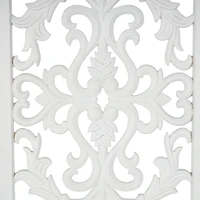 White Carved Wood Wall Plaque
