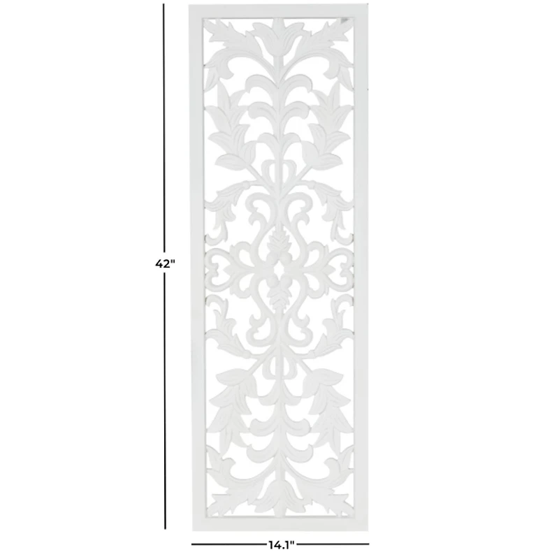 White Carved Wood Wall Plaque