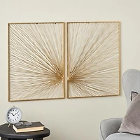 Gold & White Metal Sunburst Wall Plaques, Set of 2