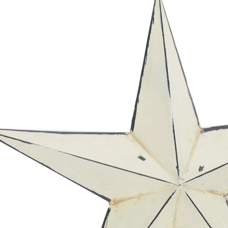 White Metal Star Wall Plaques, Set of 2