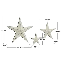 White Metal Star Wall Plaques, Set of 2