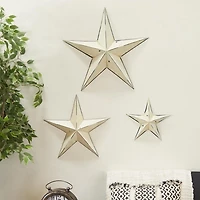White Metal Star Wall Plaques, Set of 2