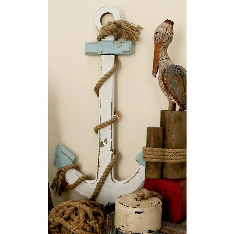 White Wood Anchor Wall Plaque