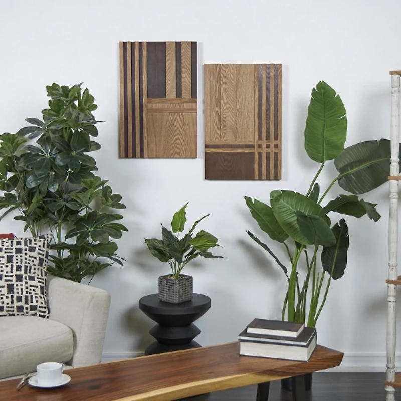 Natural Wood Geometric 2-pc. Wall Panel Set