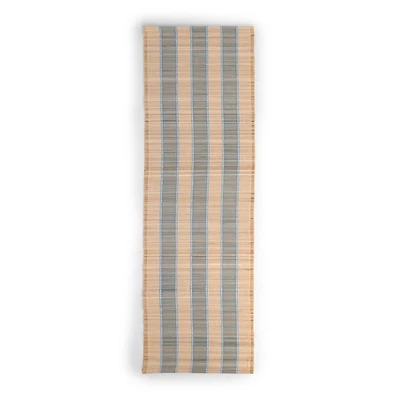 Blue and Tan Striped Straw Table Runner