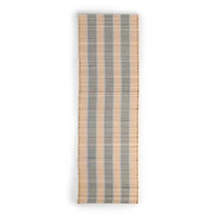 Blue and Tan Striped Straw Table Runner