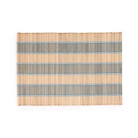 Blue and Tan Striped Straw Placemat