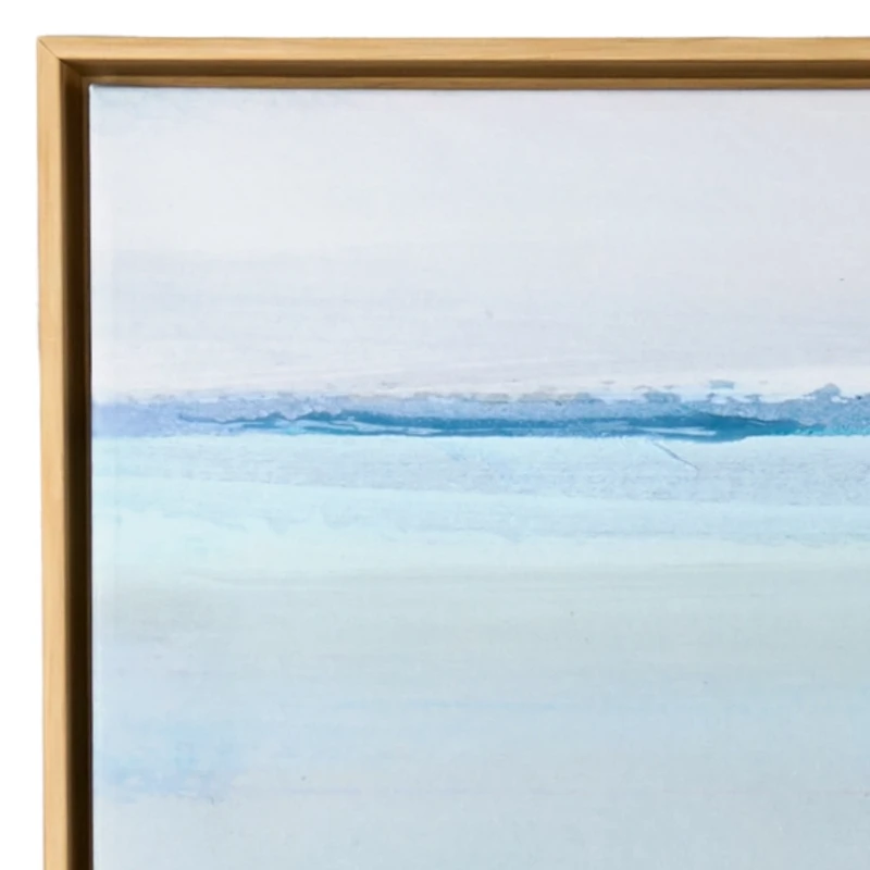 Blue Abstract Coastline Framed Canvas Art Print